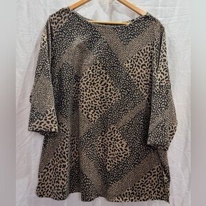 Jessica London Leopard-Print Tunic in Beige and Black